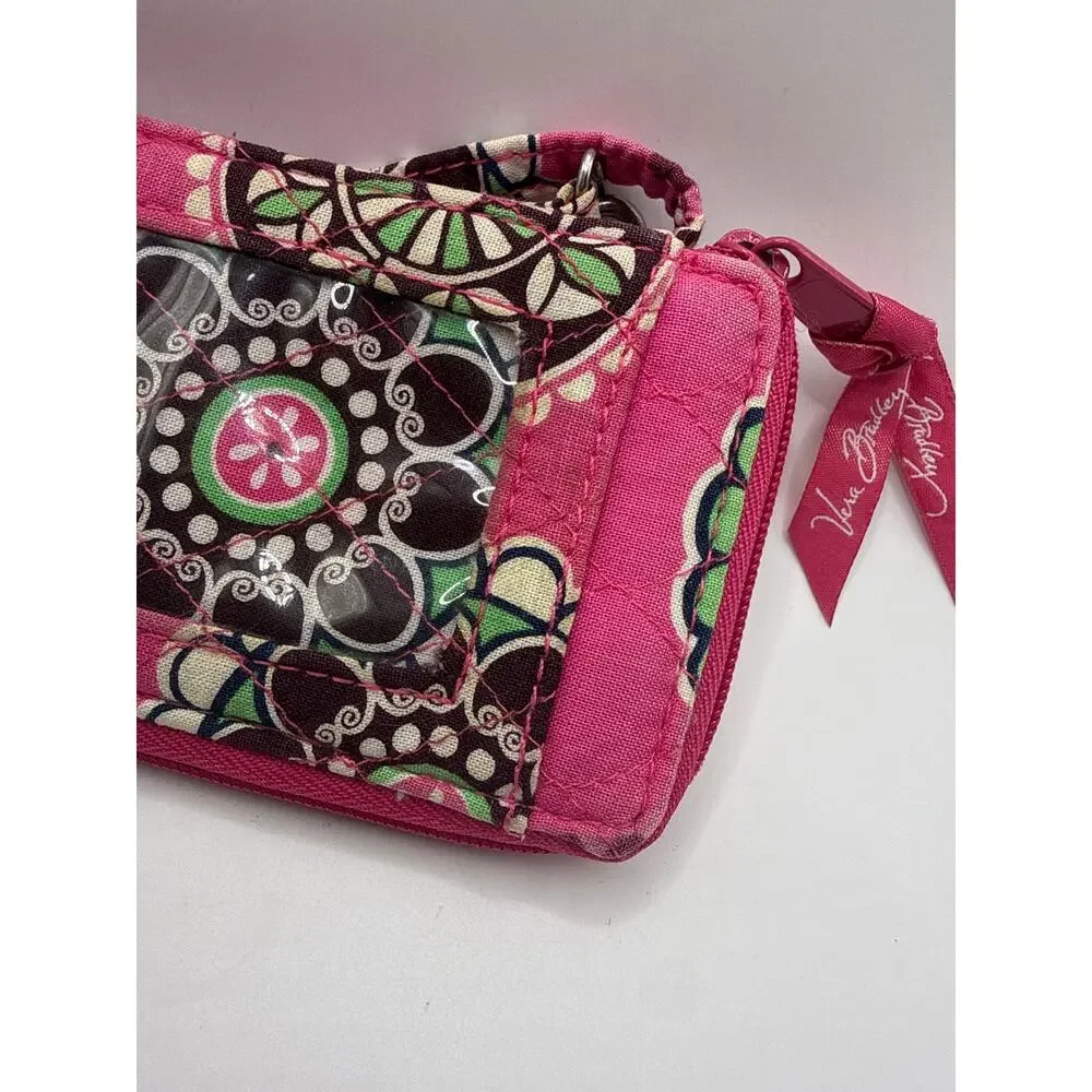 Vera Bradley Cupcakes Pink Zip Around Wristlet Wallet ID Window
